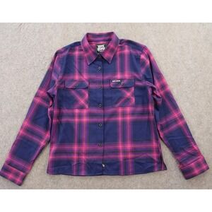 Rebel Reaper Shirt Womens Extra Large Blue Pink Button Flannel Streetwear New